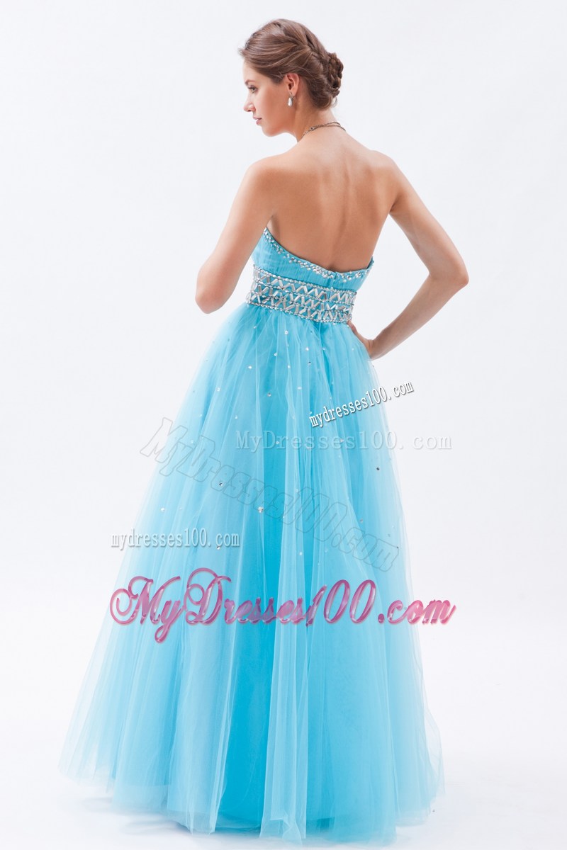 Baby Blue Princess Sweetheart Prom Dress with Beading