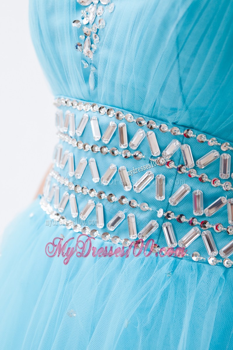 Baby Blue Princess Sweetheart Prom Dress with Beading
