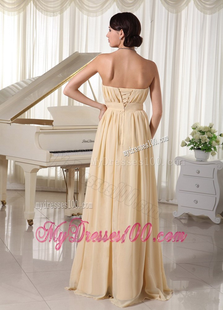 Cheap Ruching and Beading Strapless Prom Dress in Champagne