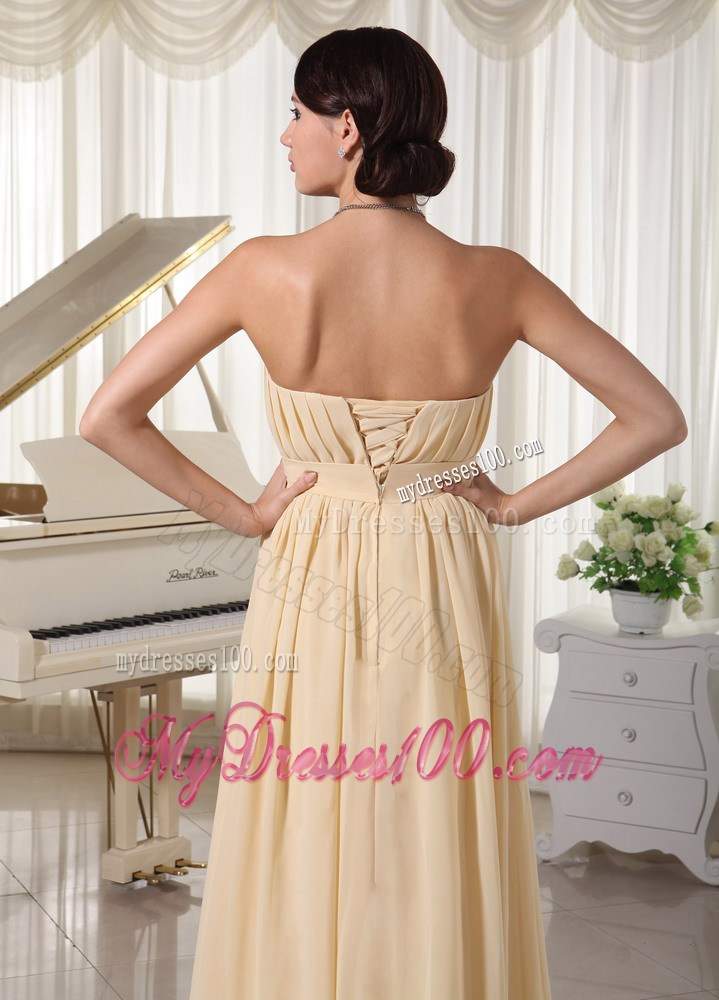 Cheap Ruching and Beading Strapless Prom Dress in Champagne