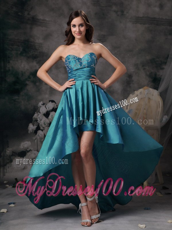 Teal Sweetheart High-low Appliques Prom Homecoming Dress