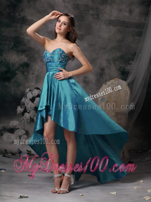 Teal Sweetheart High-low Appliques Prom Homecoming Dress
