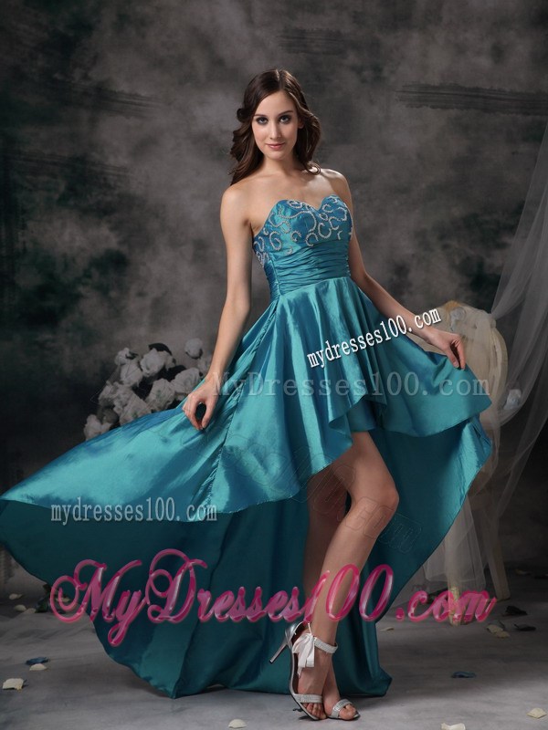Teal Sweetheart High-low Appliques Prom Homecoming Dress