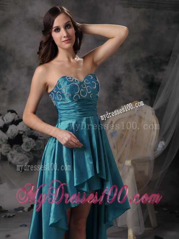 Teal Sweetheart High-low Appliques Prom Homecoming Dress