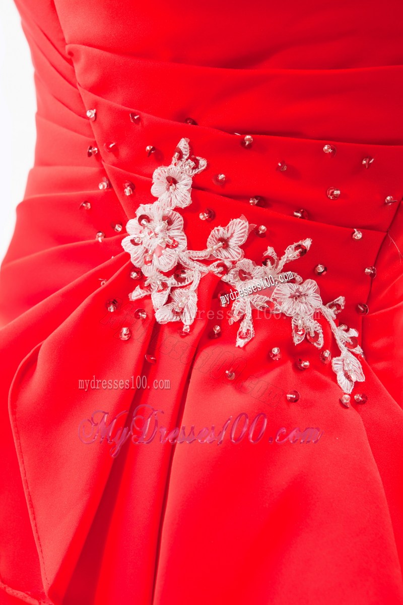 Beautiful Red Strapless Beading Prom Dress with Brush Train