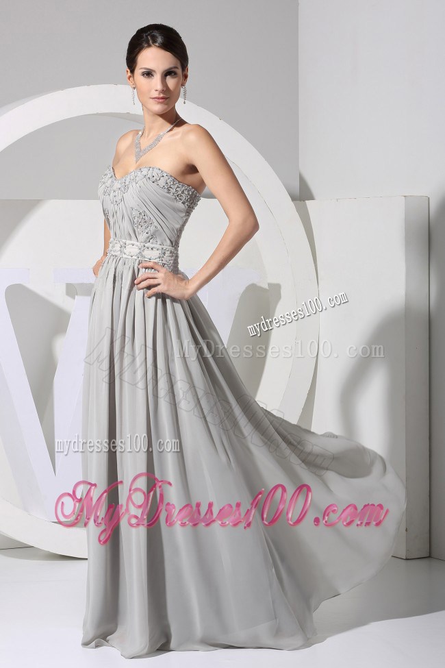 Appliques With Beading Decorate Grey Sweetheart 2013 Prom Dress