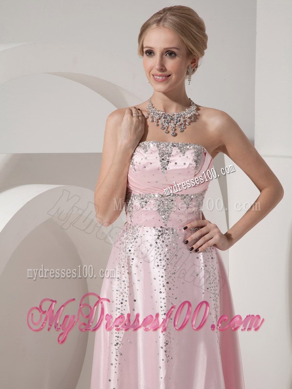 Custom Made Baby Pink Empire Strapless Beading Evening Dress