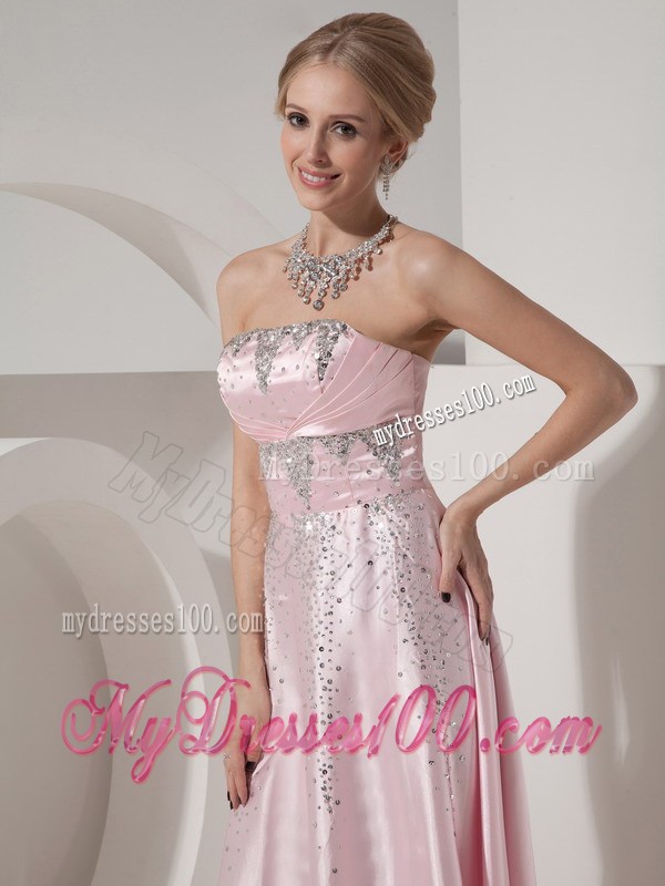 Custom Made Baby Pink Empire Strapless Beading Evening Dress