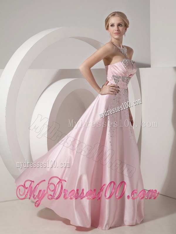 Custom Made Baby Pink Empire Strapless Beading Evening Dress
