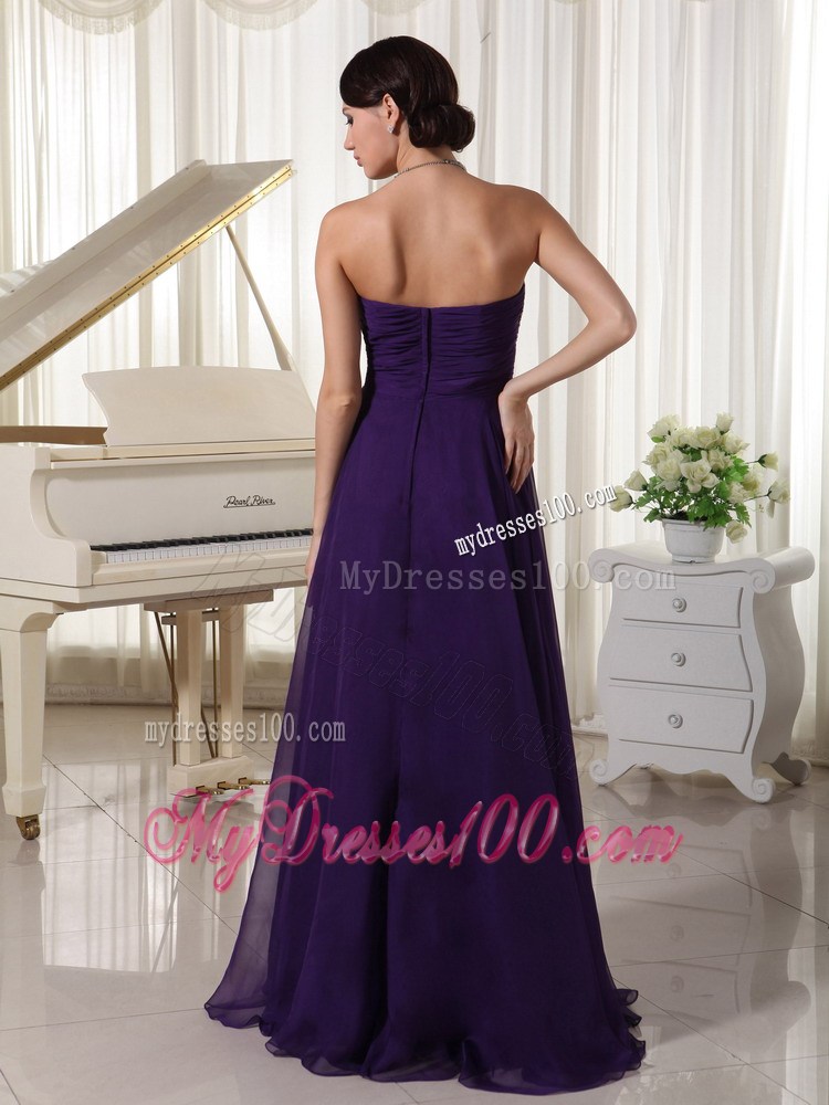 Purple Sweetheart Appliques With Beading Bust Prom Evening Dress