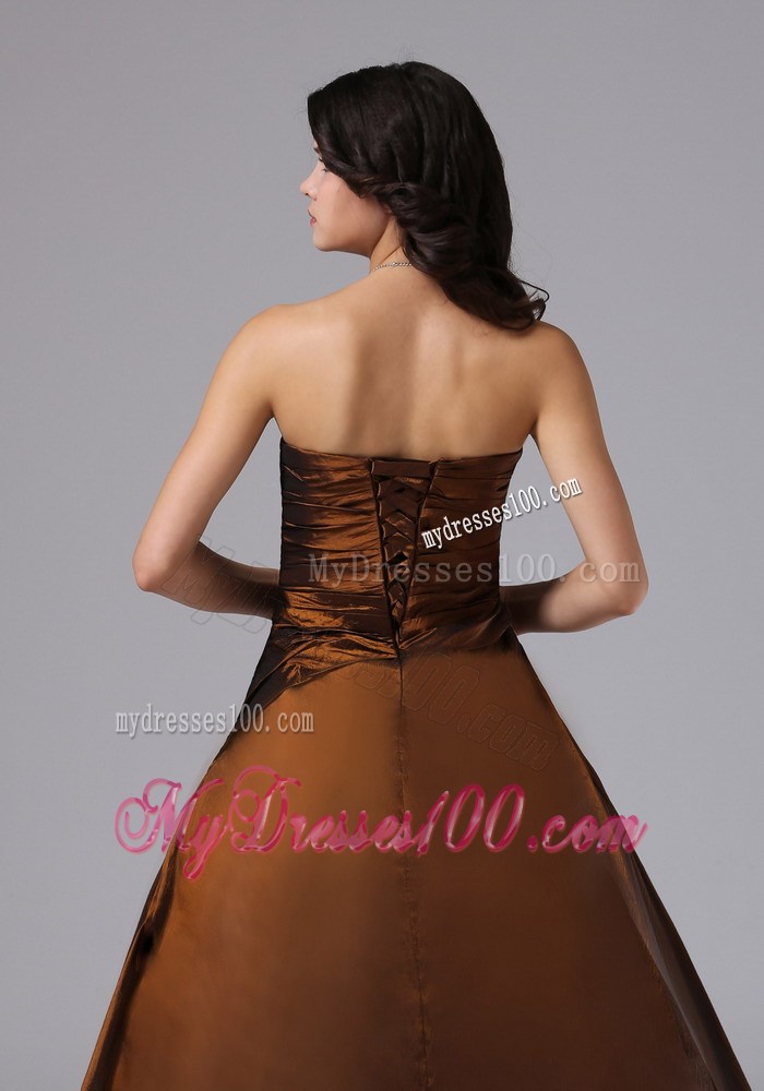 Brown Ruched Bodice 2013 Plus Size Prom Dress With Sweetheart