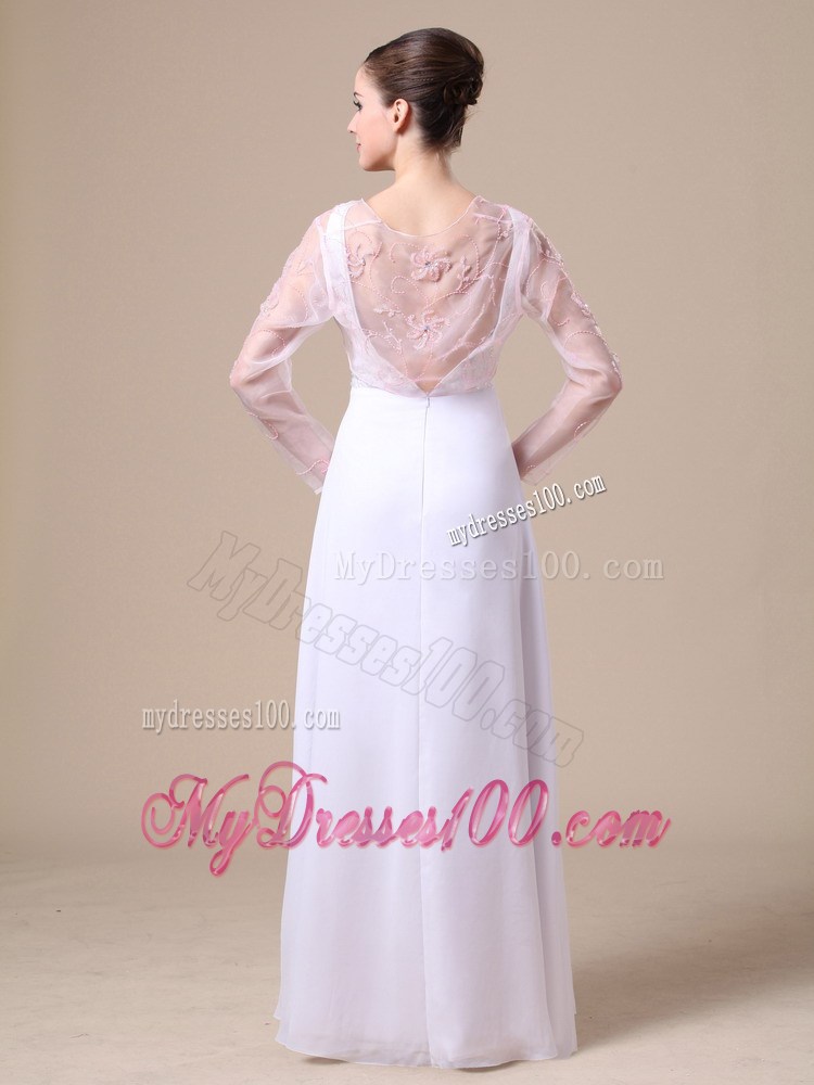 Elegant V-neck Empire Beading Backless Prom Dress in White