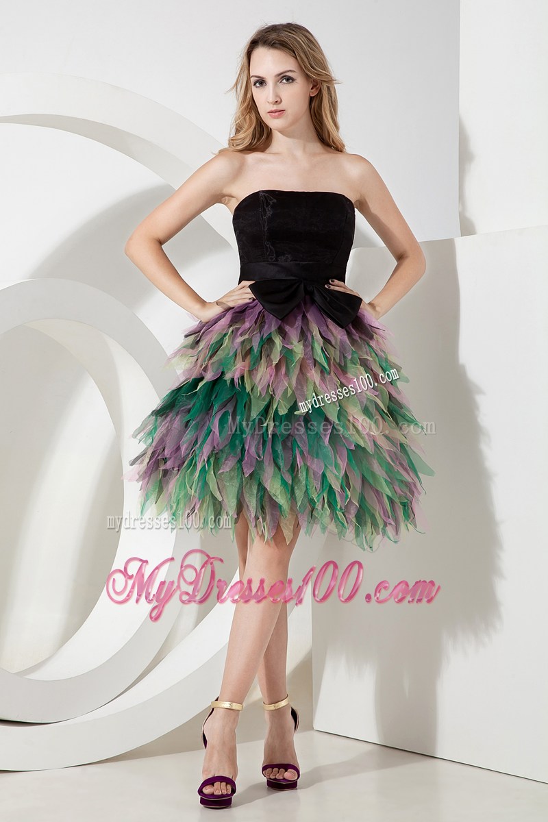 Multi-color Strapless Mini-length Princess Ruffles Prom Dress