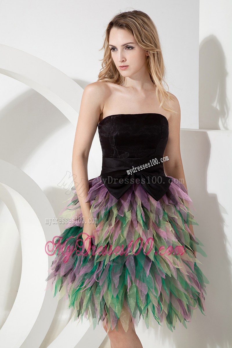 Multi-color Strapless Mini-length Princess Ruffles Prom Dress