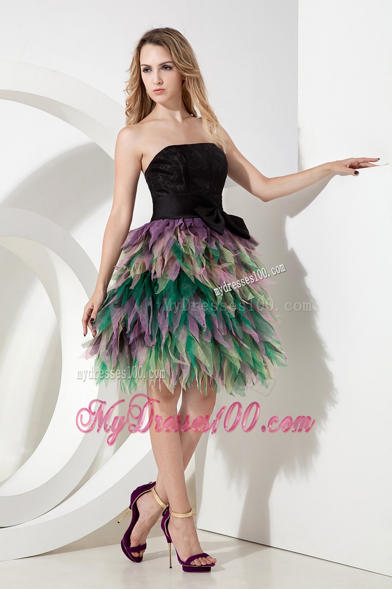 Multi-color Strapless Mini-length Princess Ruffles Prom Dress