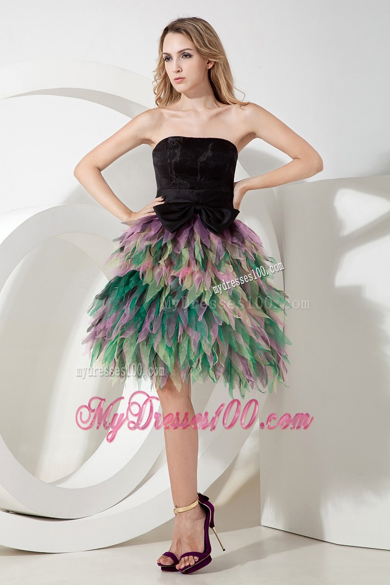 Multi-color Strapless Mini-length Princess Ruffles Prom Dress