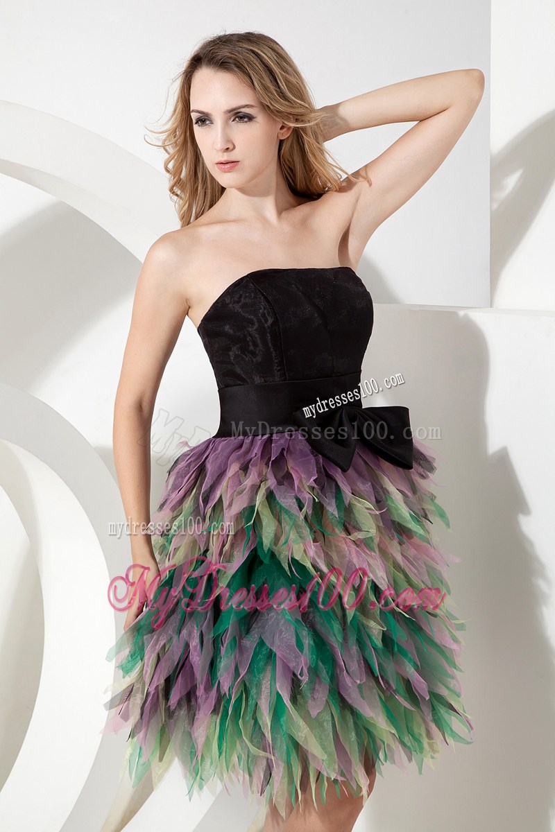 Multi-color Strapless Mini-length Princess Ruffles Prom Dress