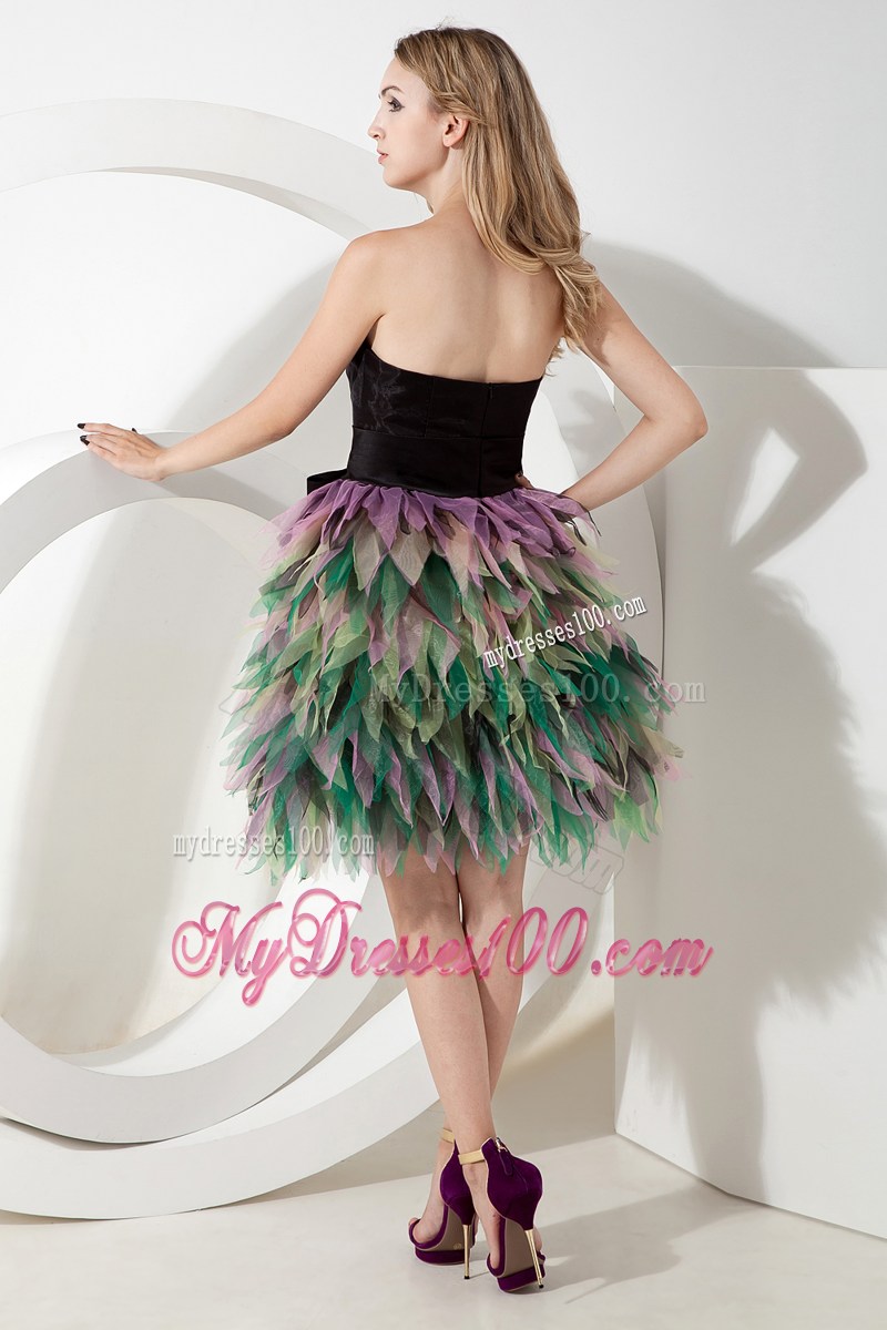 Multi-color Strapless Mini-length Princess Ruffles Prom Dress