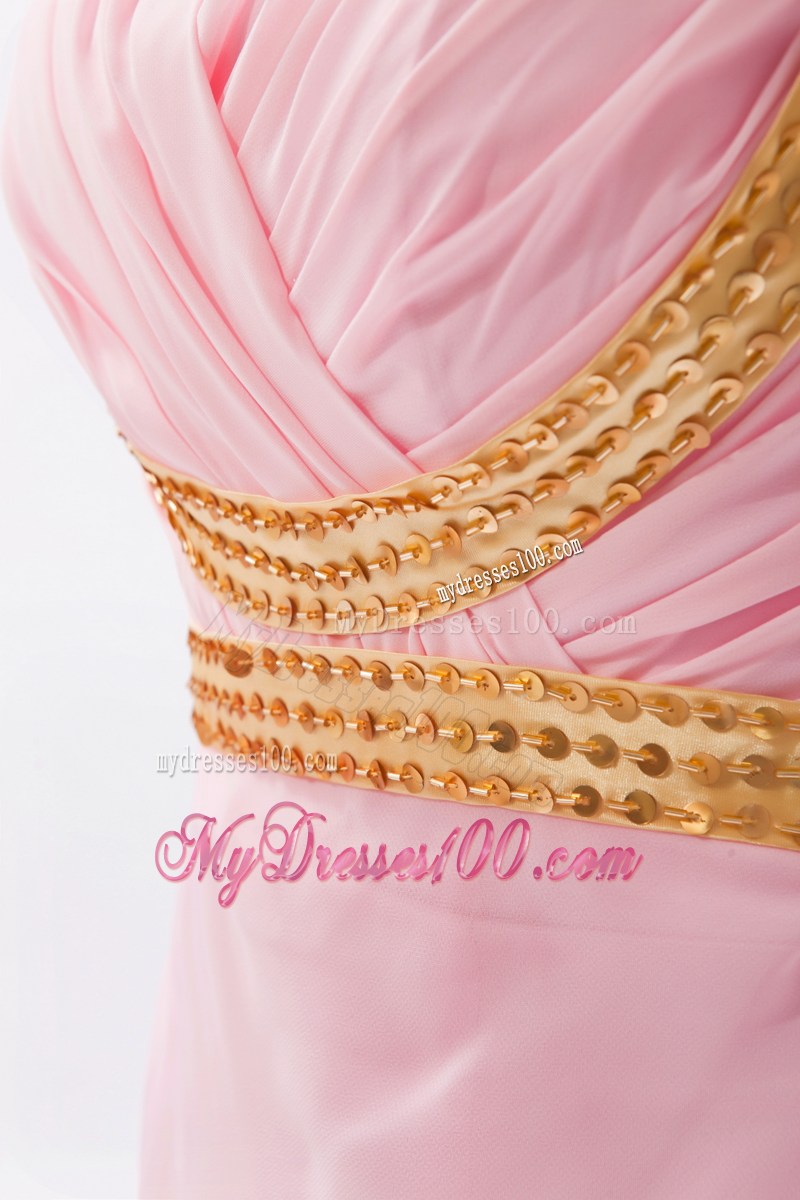 Baby Pink Column Sheath Straps Prom Dress with Sequins