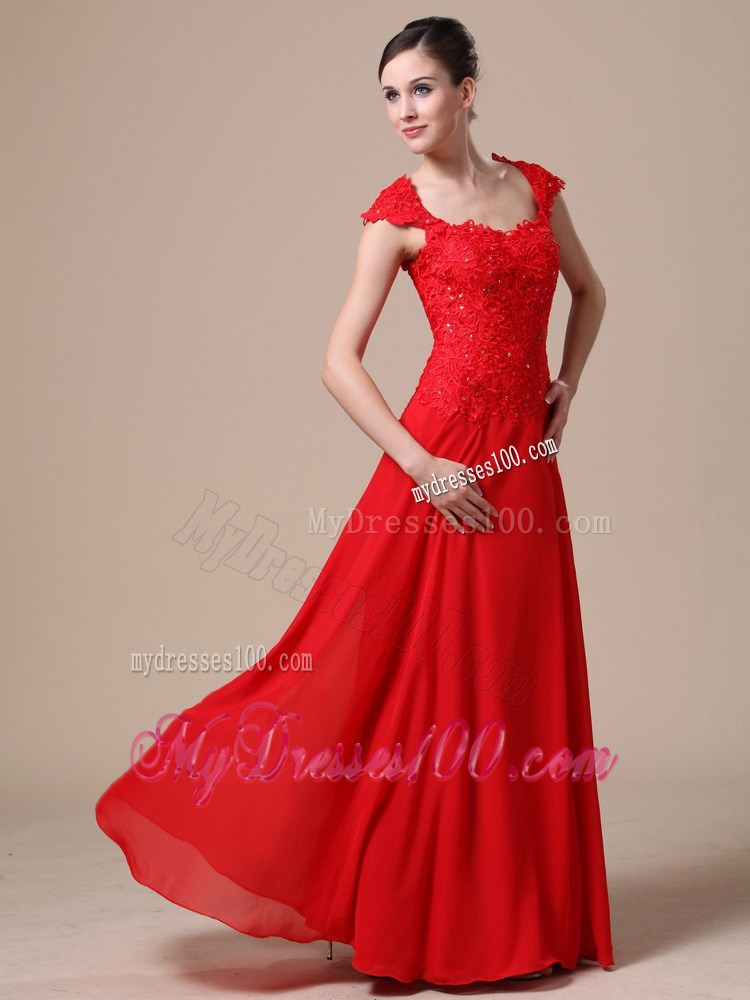 Lace Square Red Column Floor-length Prom Dress For 2013 Spring