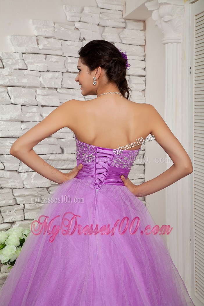 2013 Spring Lavender Beaded Decorate Prom Dress with Sweetheart