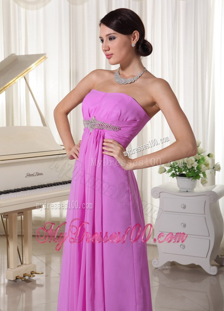 Lavender Beaded Empire Floor-length Prom Dress For New Arrival