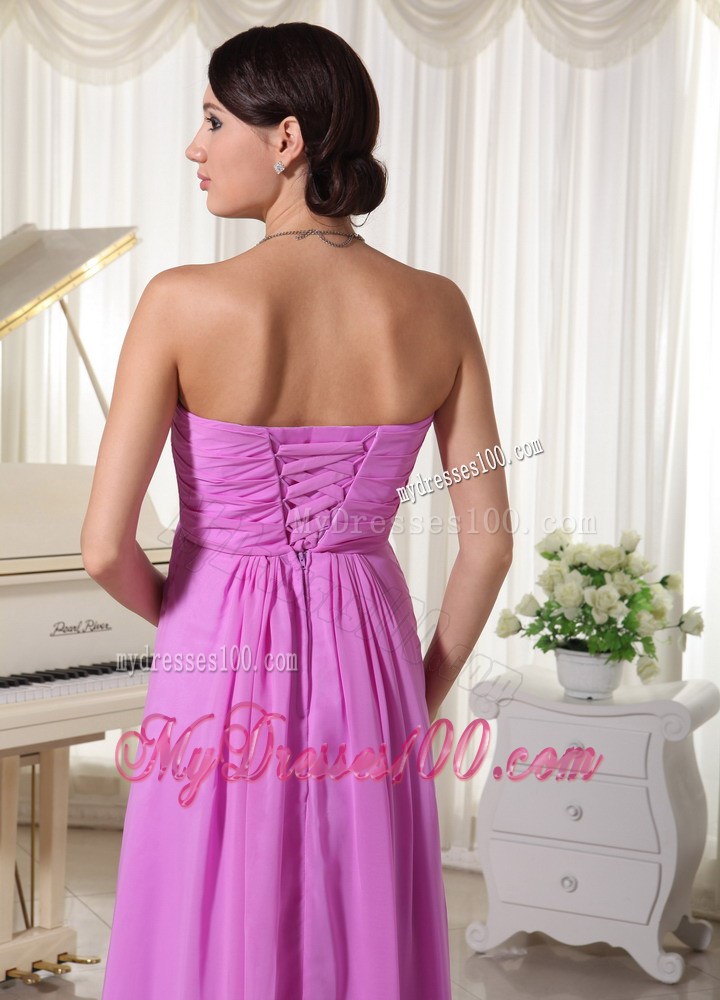 Lavender Beaded Empire Floor-length Prom Dress For New Arrival