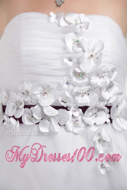 White Strapless Mini-length Appliques Prom Cocktail Dress