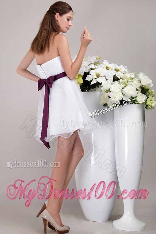 White Strapless Mini-length Appliques Prom Cocktail Dress