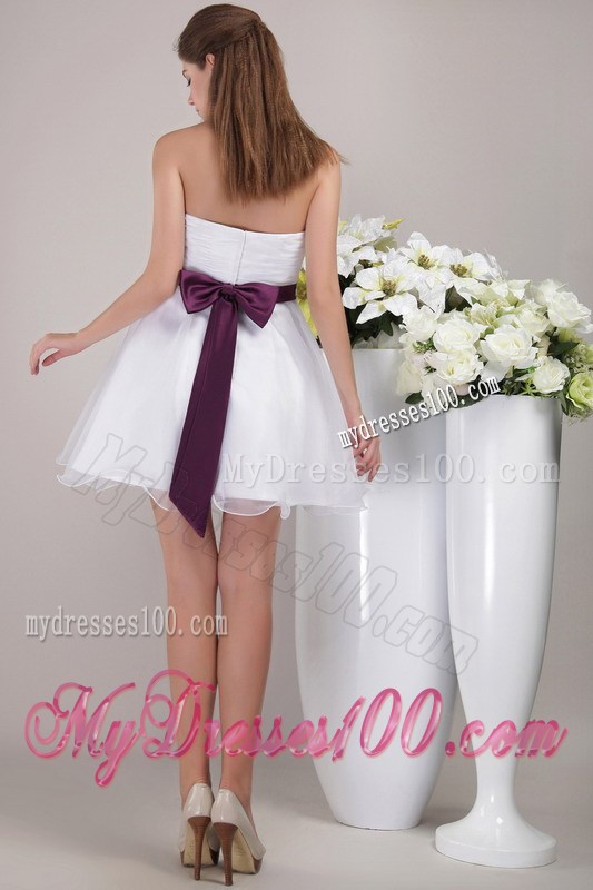White Strapless Mini-length Appliques Prom Cocktail Dress