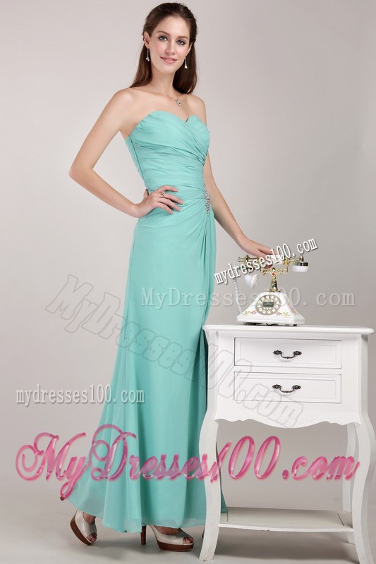 Light Blue Empire Sweetheart Floor-length Beading Prom Dress
