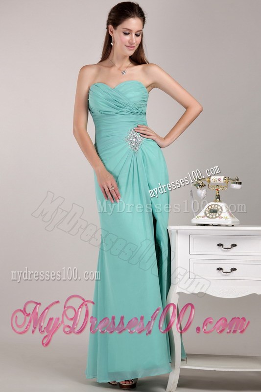 Light Blue Empire Sweetheart Floor-length Beading Prom Dress