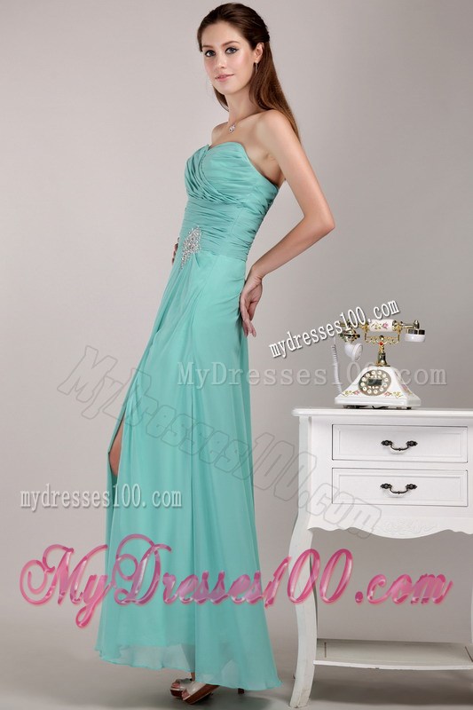 Light Blue Empire Sweetheart Floor-length Beading Prom Dress