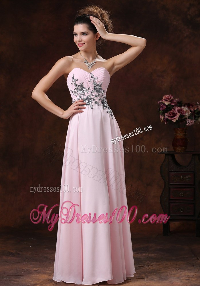 Sweetheart Baby Pink For 2013 Prom Dress With Appliques Decorate Waist