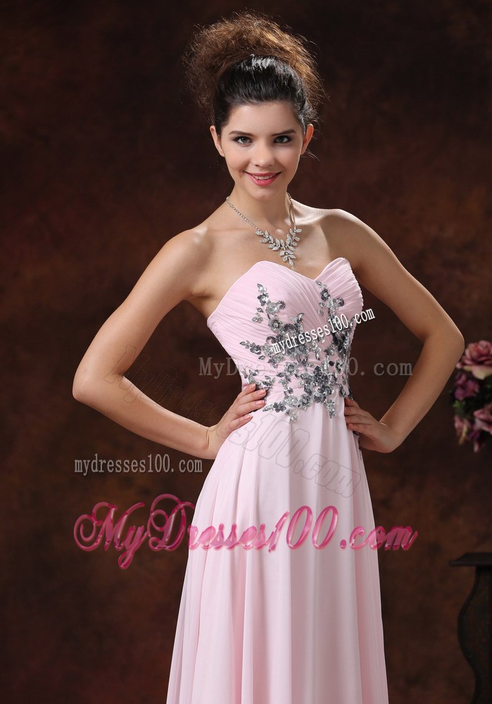 Sweetheart Baby Pink For 2013 Prom Dress With Appliques Decorate Waist