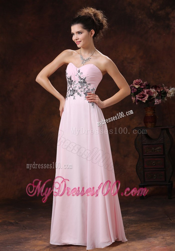 Sweetheart Baby Pink For 2013 Prom Dress With Appliques Decorate Waist