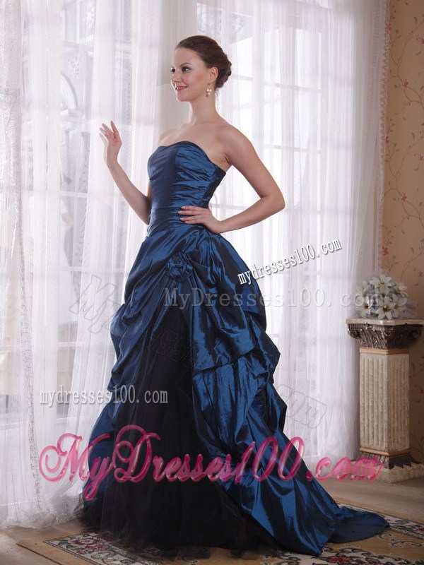 Beautiful Strapless Sweep Train Prom Dress with Ruffles