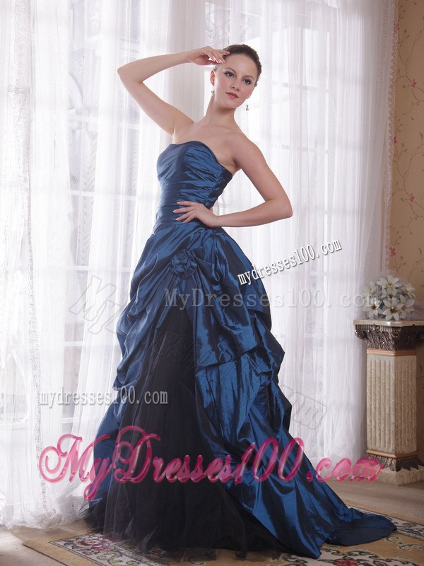 Beautiful Strapless Sweep Train Prom Dress with Ruffles