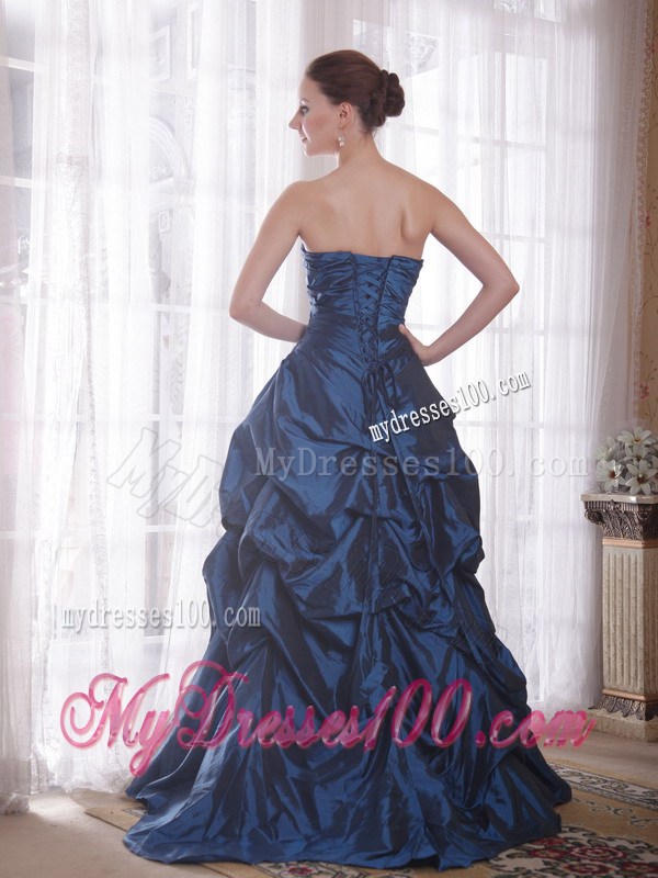 Beautiful Strapless Sweep Train Prom Dress with Ruffles