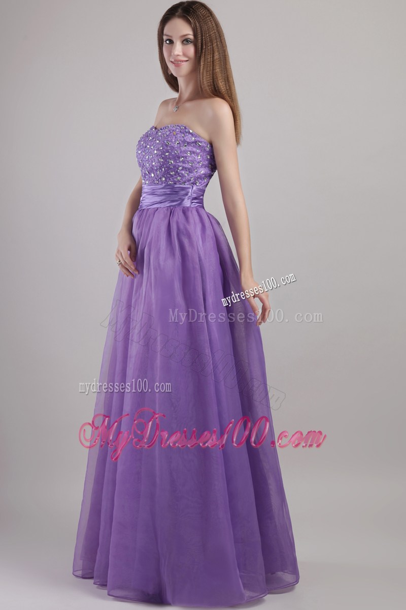 Purple Empire Sweetheart Beading Long Prom Pageant Dress