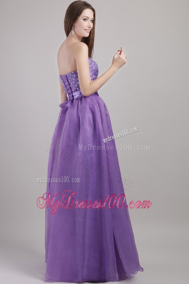 Purple Empire Sweetheart Beading Long Prom Pageant Dress