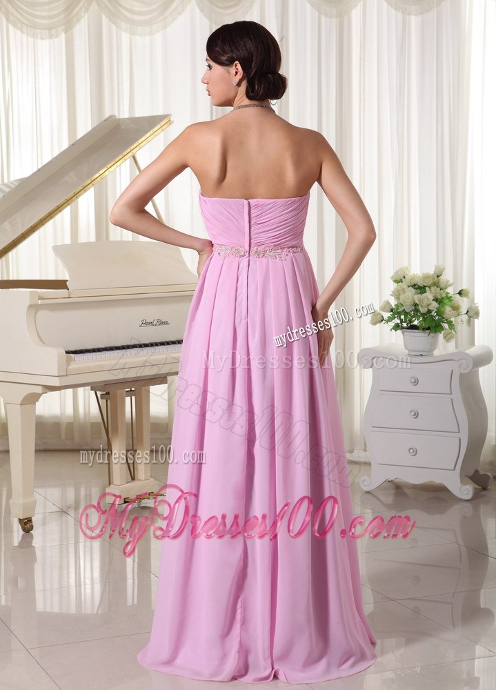 Baby Pink Sweetheart Prom Dress With Appliques Decorate Waist