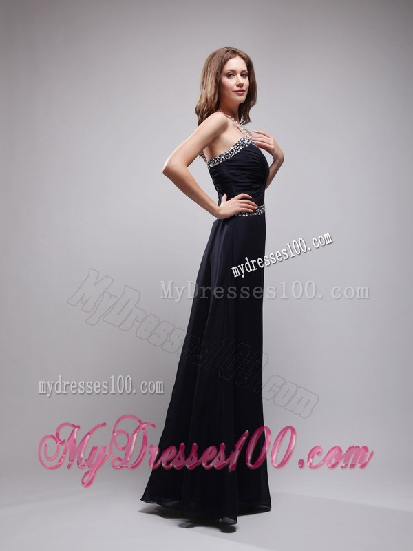 Black Column Sweetheart Floor-length Sequins Prom Evening Dress