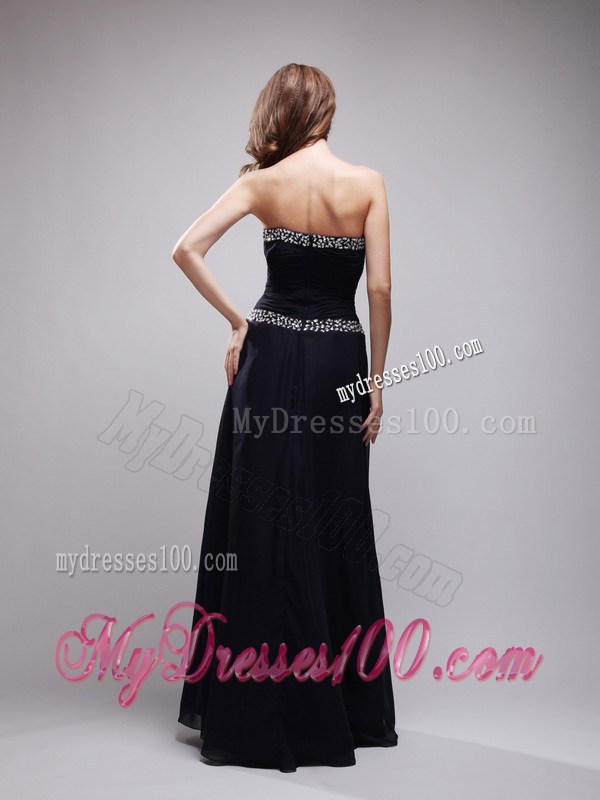 Black Column Sweetheart Floor-length Sequins Prom Evening Dress