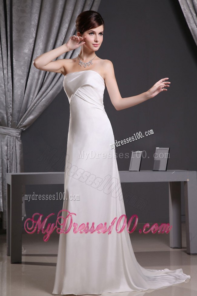 Simple Strapless Brush Train Prom Dress for 2013 Spring Party
