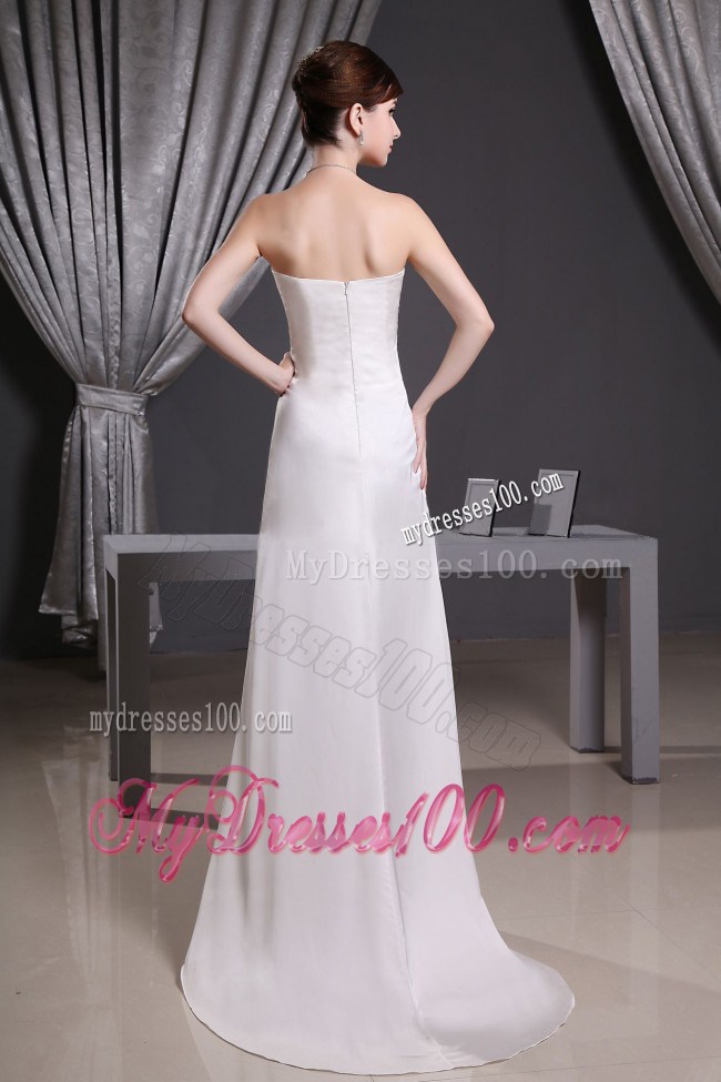 Simple Strapless Brush Train Prom Dress for 2013 Spring Party