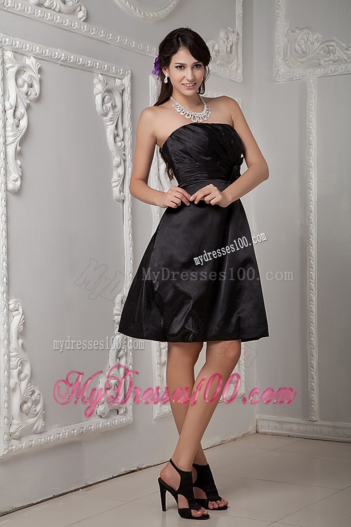 Black Strapless Hand Made Flower Column Prom Dress Under 100