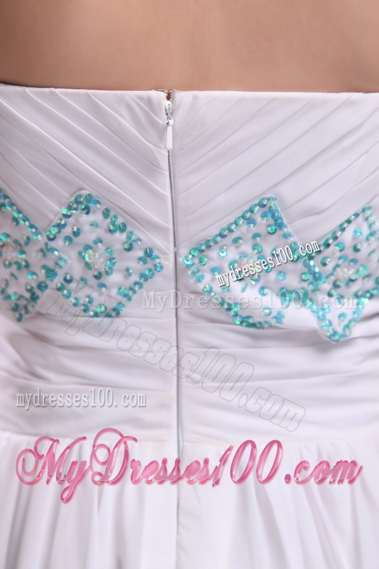 Sweet Empire Strapless Ruching and Beading Prom Dress in White