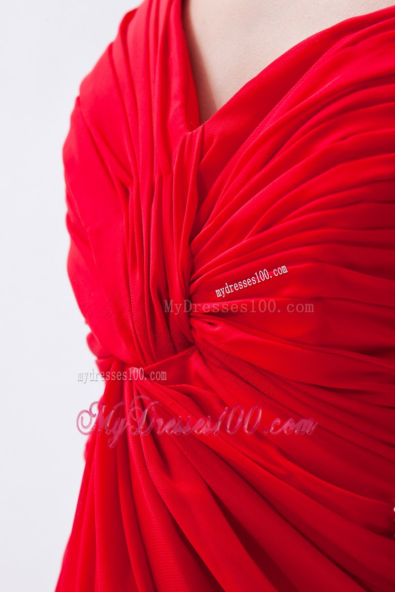 Red Empire Straps Sequins Ankle-length Criss Cross Prom Dress
