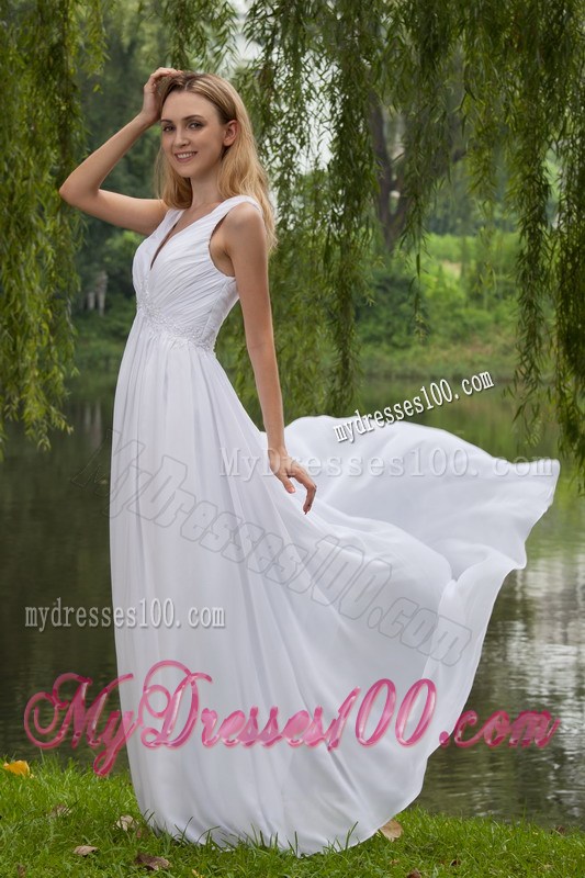 Beautiful Empire V-neck Appliques Prom Graduation Dress